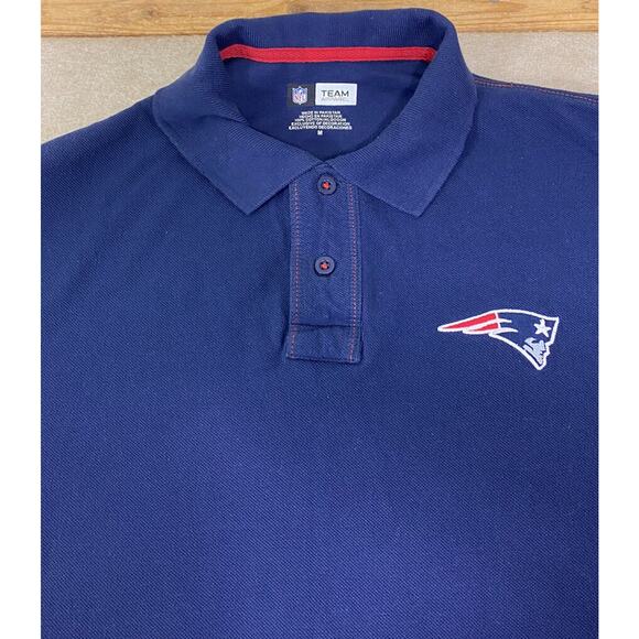 NFL Team Apparel New England Patriots Polo Shirt Sz M Navy Blue Short Sleeve - Picture 3 of 7